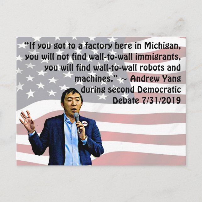 Postal Cita de Andrew Yang del segundo debate democrático (Anverso)