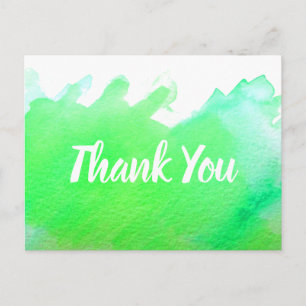 Postal Cita de arte de acuarela verde lima Gracias