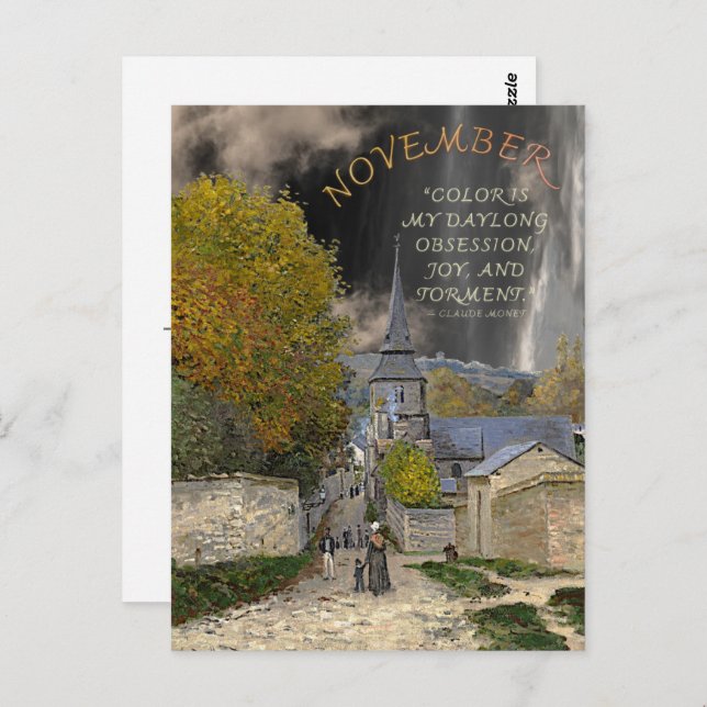 Postal Cita de arte de Monet de Noviembre (Anverso / Reverso)