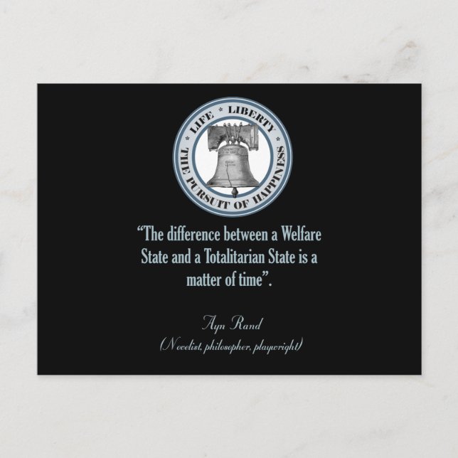 Postal Cita de Ayn Rand (totalitarismo) (Anverso)