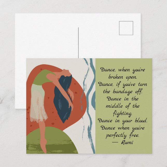 Postal Cita de baile de Rumi con bailarina (Anverso / Reverso)