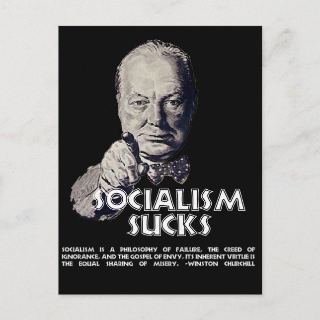 Postal Cita de Churchill: ¡El socialismo apesta! (Anverso)