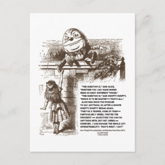 Postal Cita de conversación de Alice Humpty Dumpty Wonder