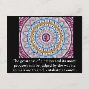 Postal cita de derechos de los animales - Mahatma Gandhi