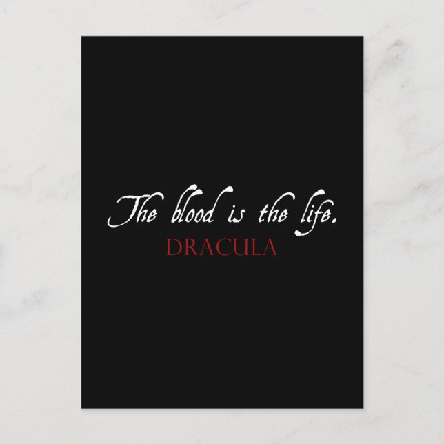 Postal Cita de Drácula: La sangre es la vida (Anverso)