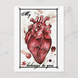 Postal Cita de Edgar Allan Poe, Creepy Heart Love Card