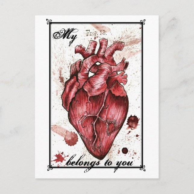 Postal Cita de Edgar Allan Poe, Creepy Heart Love Card (Anverso)