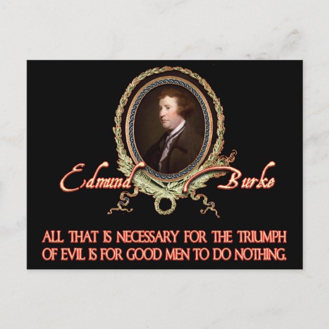 Postal Cita de Edmund Burke: triunfos del mal (Anverso)