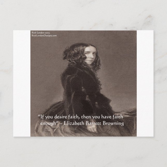 Postal Cita de Elizabeth Barrett Browning Faith Desire (Anverso)