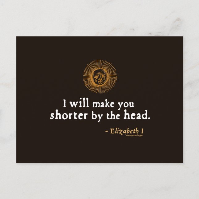 Postal Cita de Elizabeth I sobre la decapitación (Anverso)