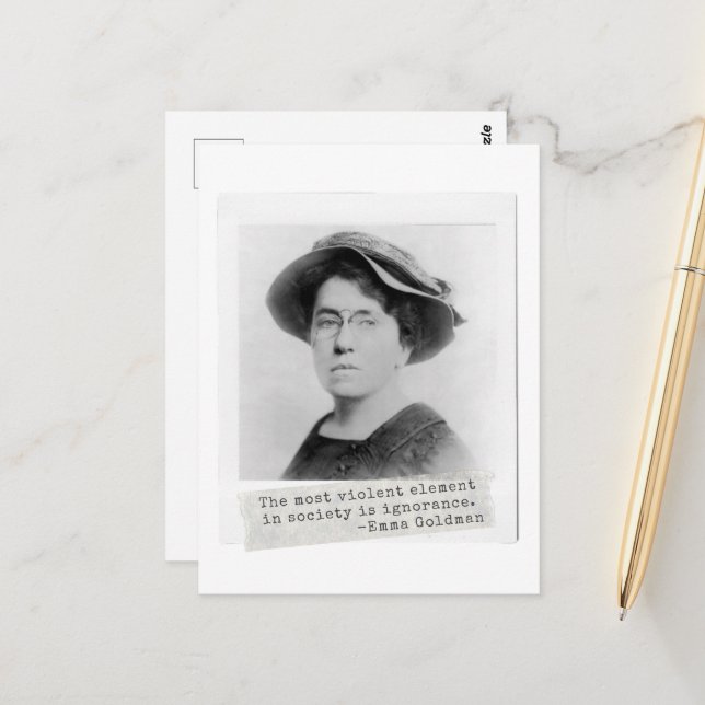 Postal Cita de Emma Goldman - Ignorancia - Activismo feme (Anverso/Reverso In Situ)