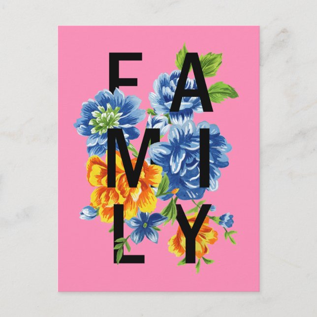 Postal Cita de familia floral (Anverso)