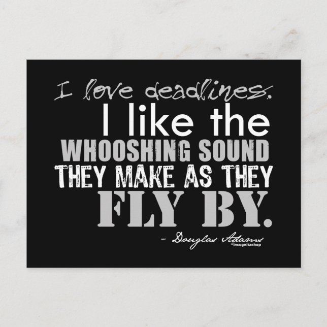 Postal Cita de fecha límite de Douglas Adams (Anverso)