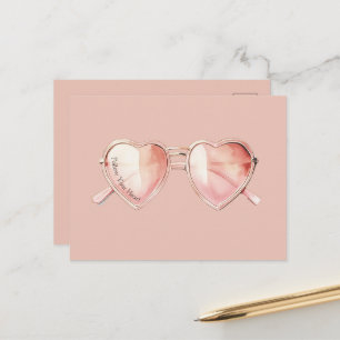 Postal Cita de gafas de corazón rosa