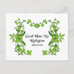 Postal Cita de Gandhi - Dios no tiene religión