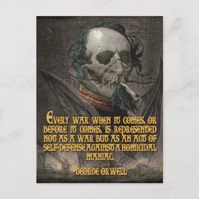 Postal Cita de George Orwell sobre propaganda en tiempo d (Anverso)
