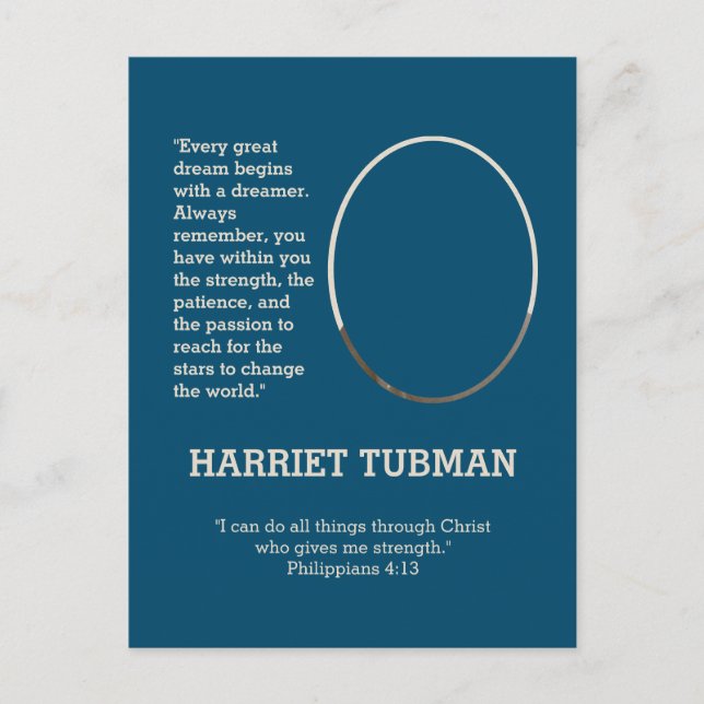 Postal Cita de HARRIET TUBMAN Dreamer | BHM (Anverso)