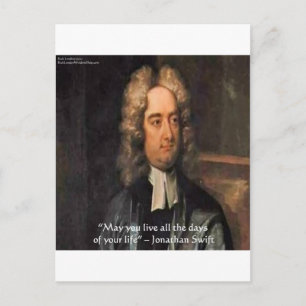 Postal Cita de humor de Jonathan Swift Live Life