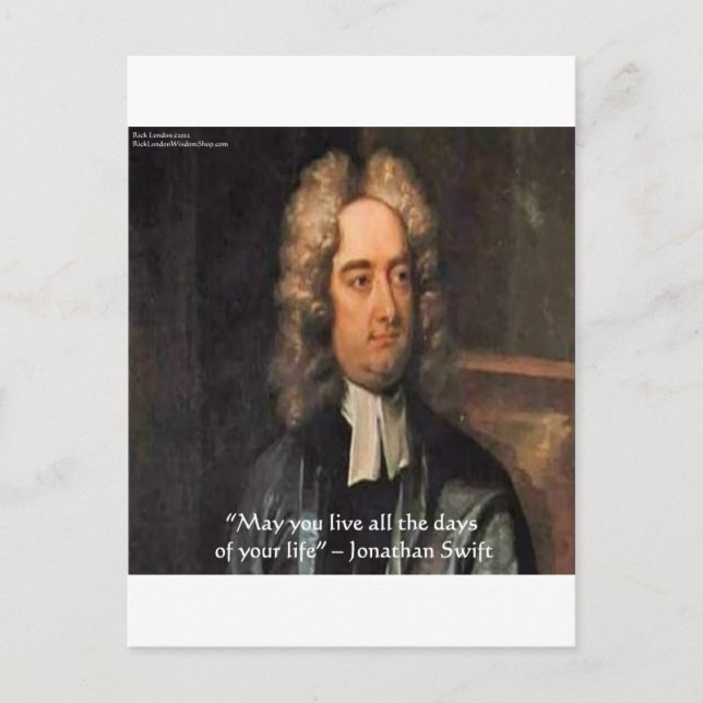 Postal Cita de humor de Jonathan Swift Live Life (Anverso)