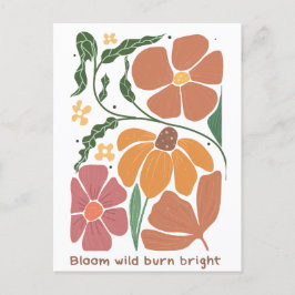 Postal Cita de inspiración floral de retro boho