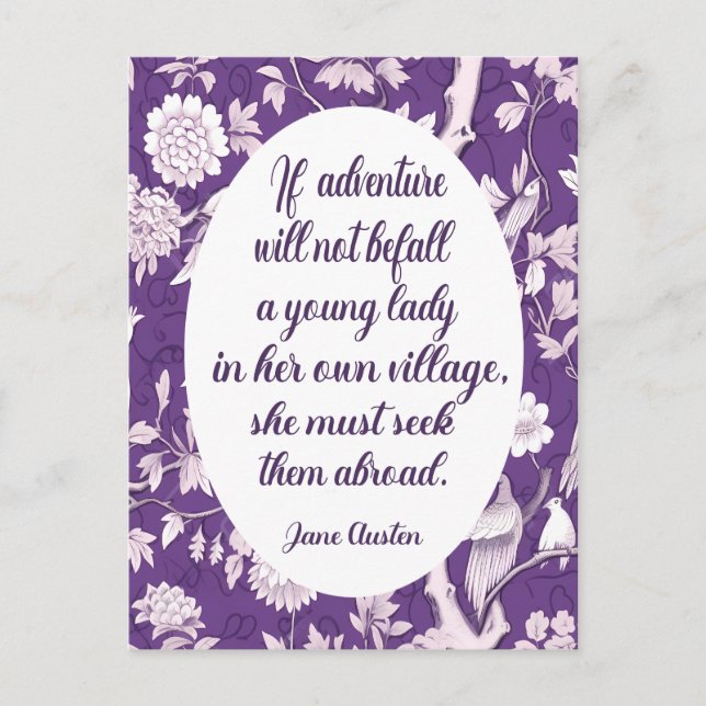 Postal Cita de Jane Austen en Adventure Postcard (Anverso)