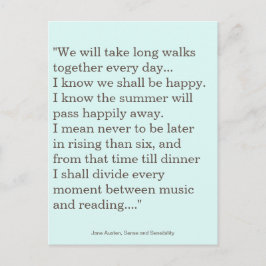 Postal Cita de Jane Austen, Leer y Escribir