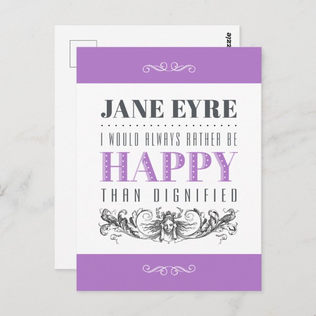 Postal Cita de Jane Eyre - Siempre Preferiría Ser Feliz (Anverso / Reverso)