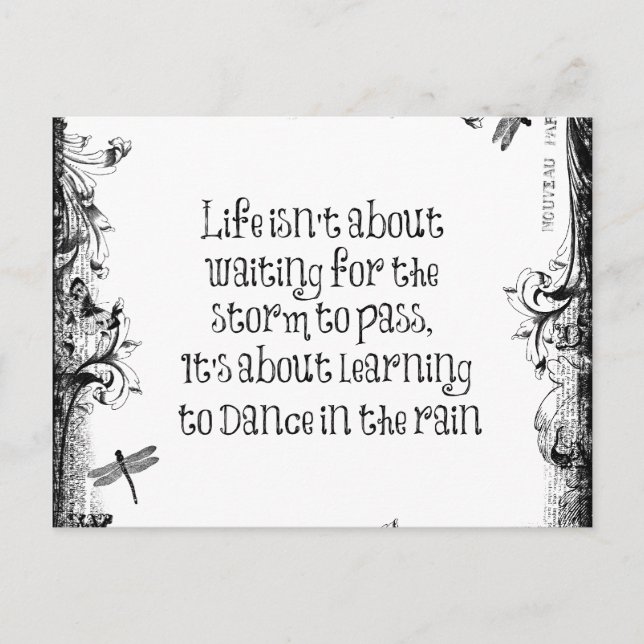 Postal Cita de la vida inspiradora: Bailando bajo la lluv (Anverso)