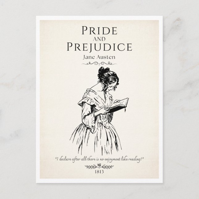 Postal Cita de lectura de Jane Austen de Book Lover (Anverso)