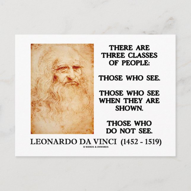 Postal Cita De Leonardo da Vinci De Tres Clases De Person (Anverso)