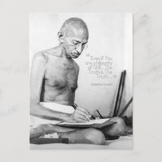 Postal Cita de Mahatma Gandhi, minoría de uno, verdad (Anverso)
