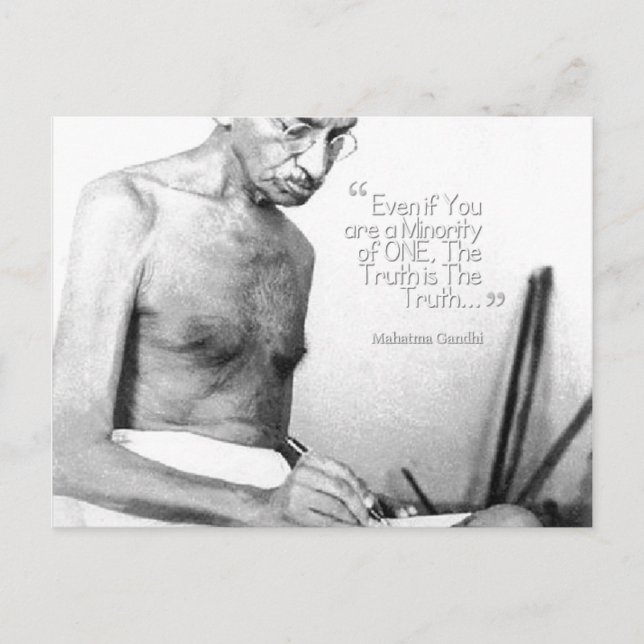 Postal Cita de Mahatma Gandhi, minoría de uno, verdad (Anverso)