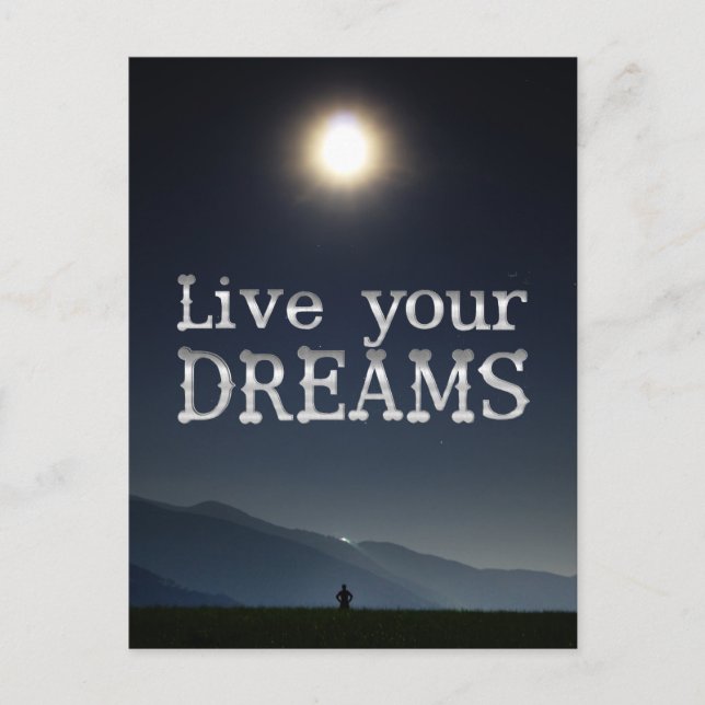 Postal Cita de motivación de Live Your Dreams (Anverso)