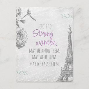 Postal Cita de Mujeres Fuertes París Papel Torre Eiffel P