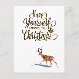 Postal Cita de Navidad con diseño retro de renos