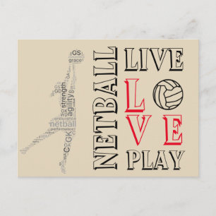 Postal Cita de Netball de Live Love Play inspirador