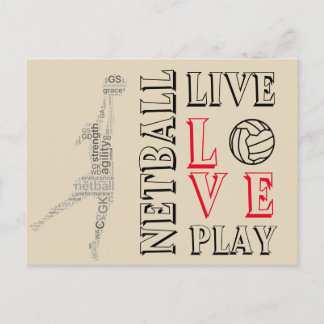 Postal Cita de Netball de Live Love Play inspirador