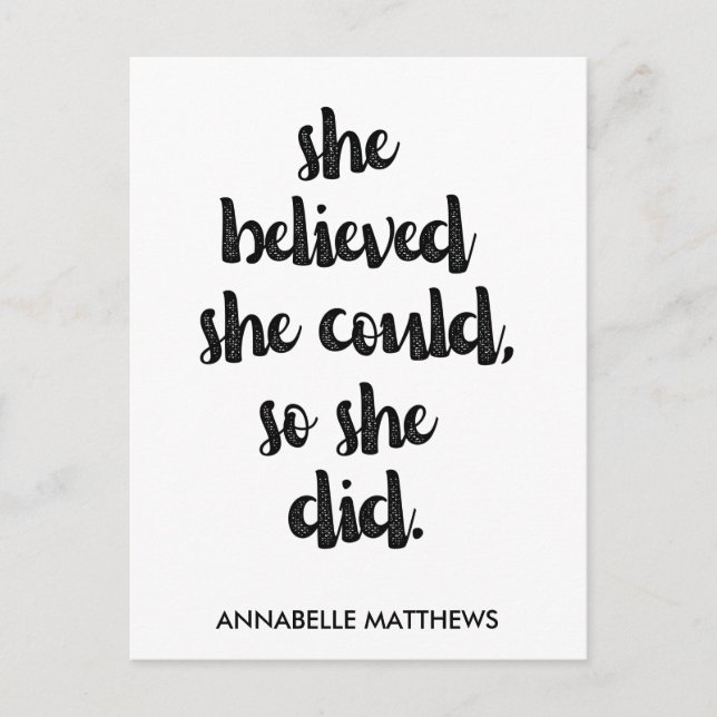 Postal Cita de poder de Chica feminista inspiradora (Anverso)
