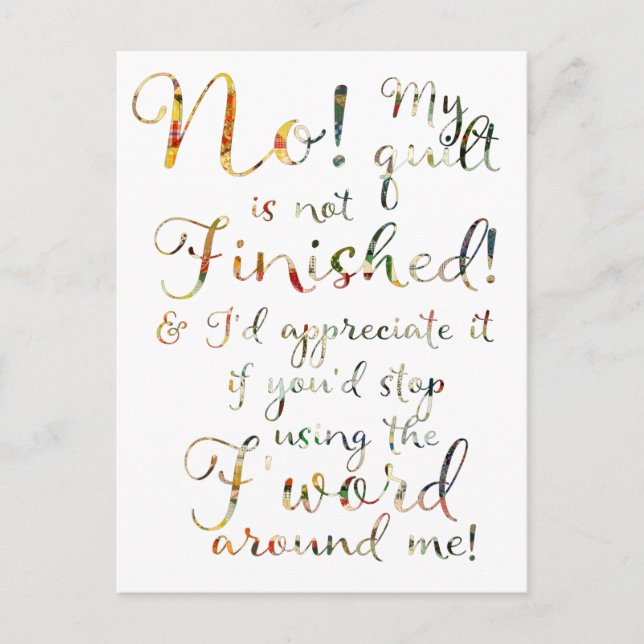 Postal Cita De Quilt Quilt Finalizada Graciosa (Anverso)