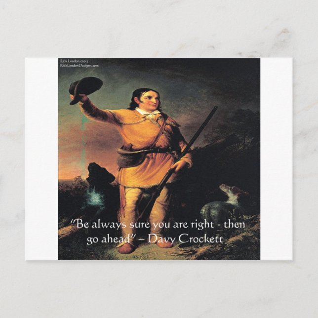 Postal Cita de sabiduría "Adelante" de Davy Crocket (Anverso)