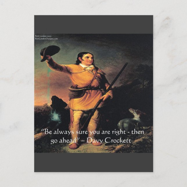 Postal Cita de sabiduría "Adelante" de Davy Crocket (Anverso)