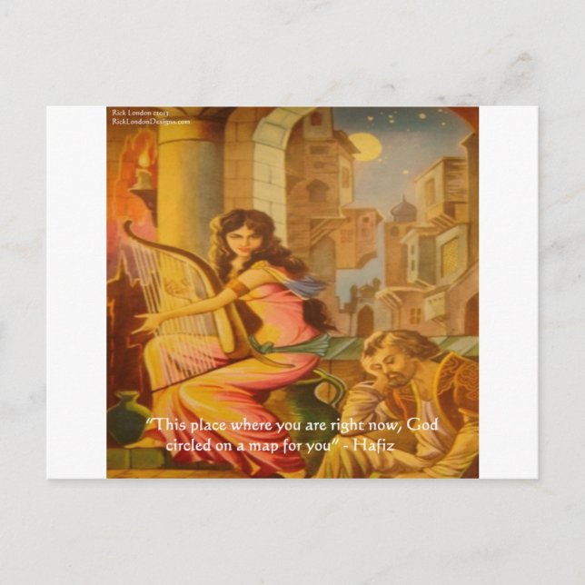 Postal Cita de sabiduría de Hafiz "Círculo de Dios" (Anverso)