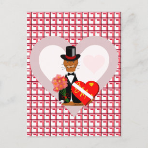 Postal Cita de San Valentín de Oliver con fondo de corazó