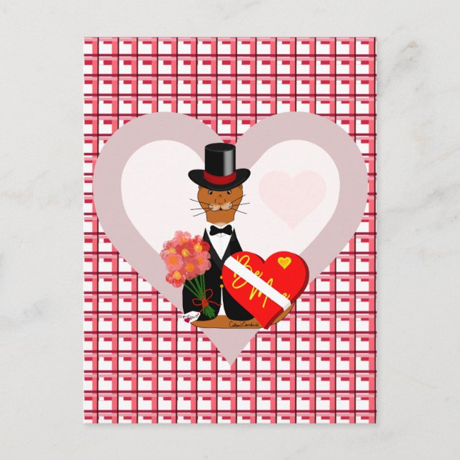 Postal Cita de San Valentín de Oliver con fondo de corazó (Anverso)
