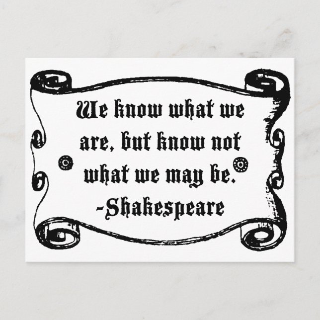 Postal Cita de Shakespeare, sepan lo que somos (Anverso)
