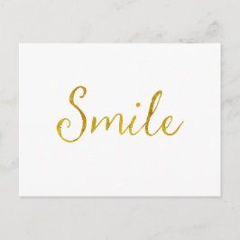 Postal Cita de Smile Gold Faux Purpurina Metallins
