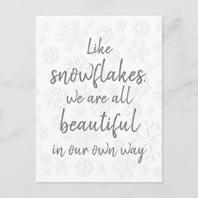 Postal Cita De Snowflake/ Todos Somos Bellos (Anverso)