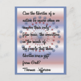 Postal Cita de Thomas Jefferson "Nuestras libertades"