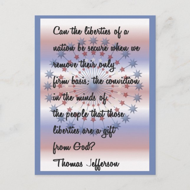 Postal Cita de Thomas Jefferson "Nuestras libertades" (Anverso)