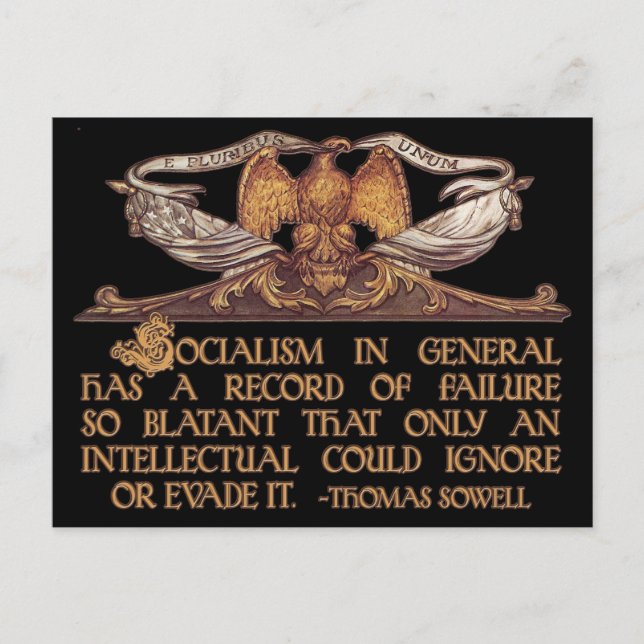 Postal Cita de Thomas Sowell sobre socialismo (Anverso)